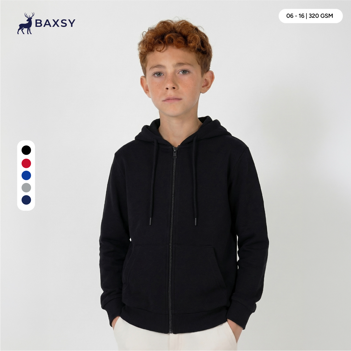BAXSY802 Youth Jarvis Zip Hood
