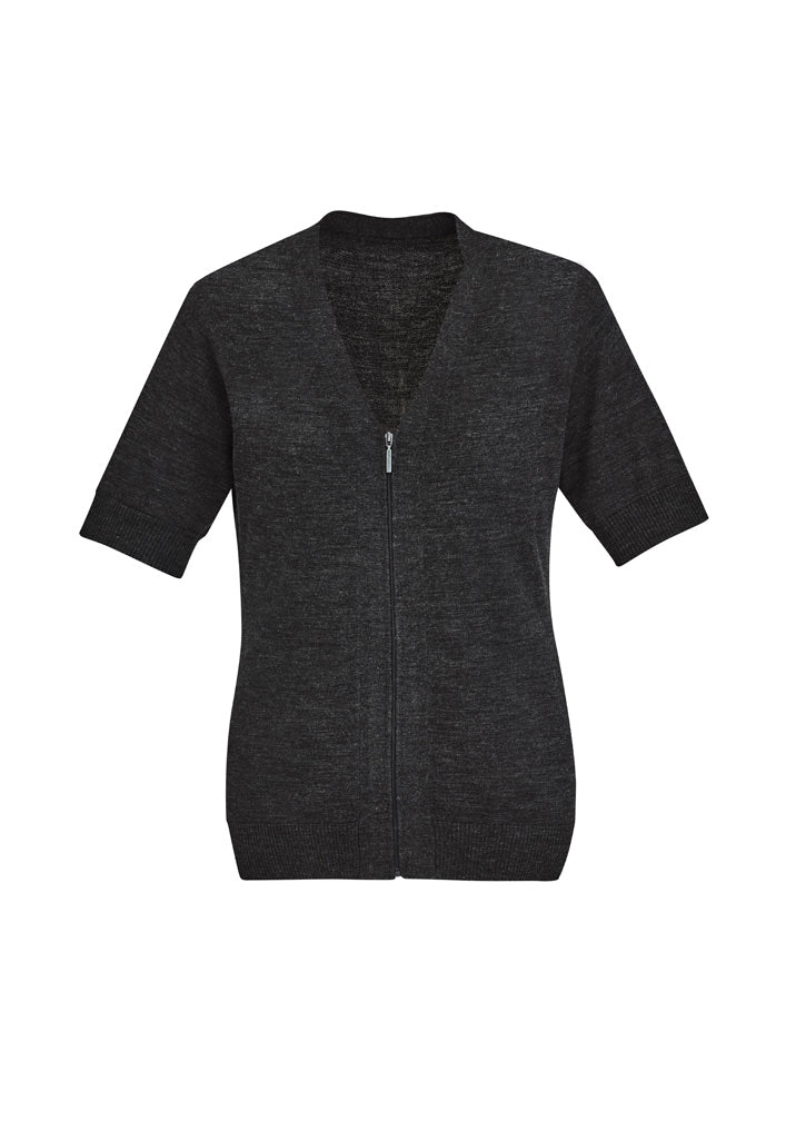Zip Front Womens Short Sleeve Knit Cardigan