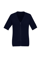Zip Front Womens Short Sleeve Knit Cardigan