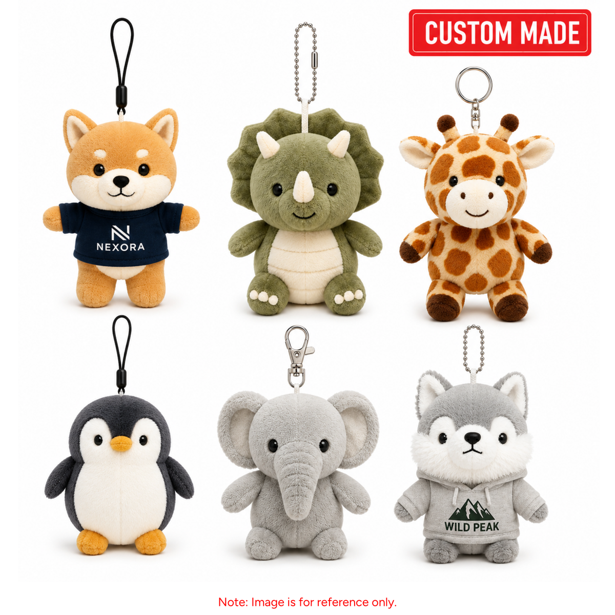 Custom Animal Plush Keyring 10 x 10cm