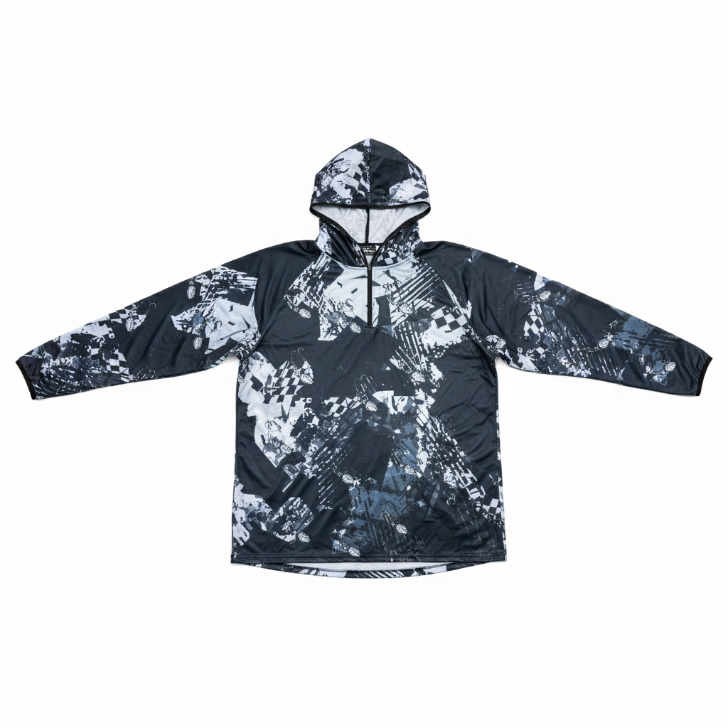 IGSF04 Men's Polyester Sublimated 1/4 Zip Fishing Hoodie