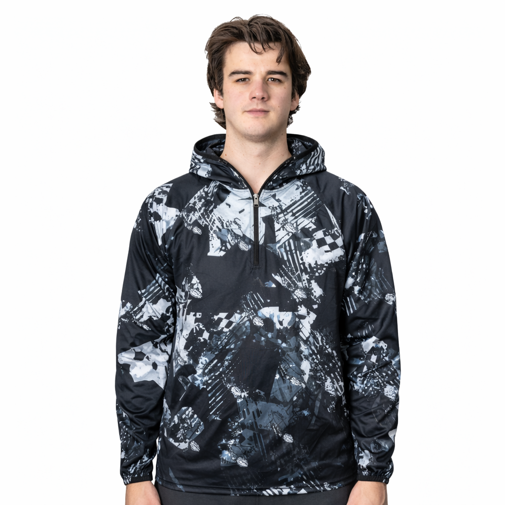 IGSF04 Men's Polyester Sublimated 1/4 Zip Fishing Hoodie