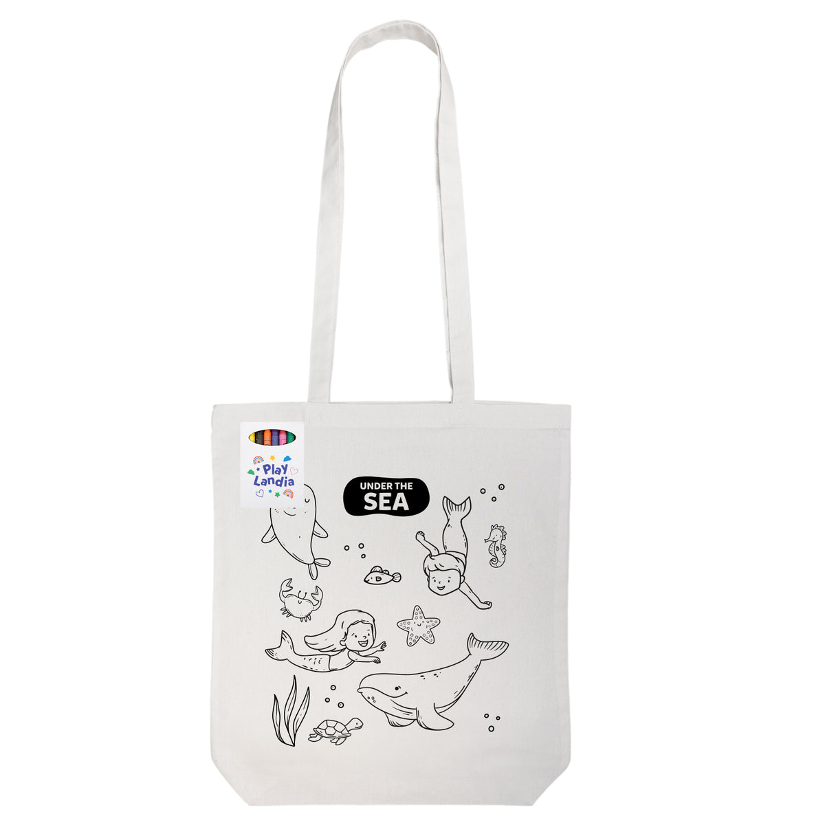 Colouring Long Handle Cotton Bag & Crayons