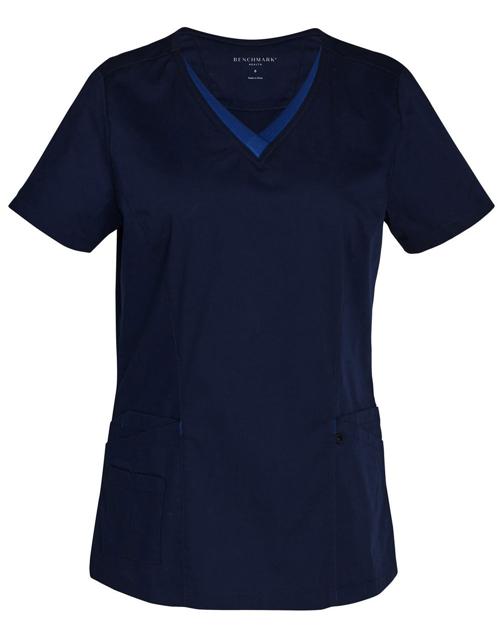 M7660 Ladies V-Neck Contrast Trim Scrub Top