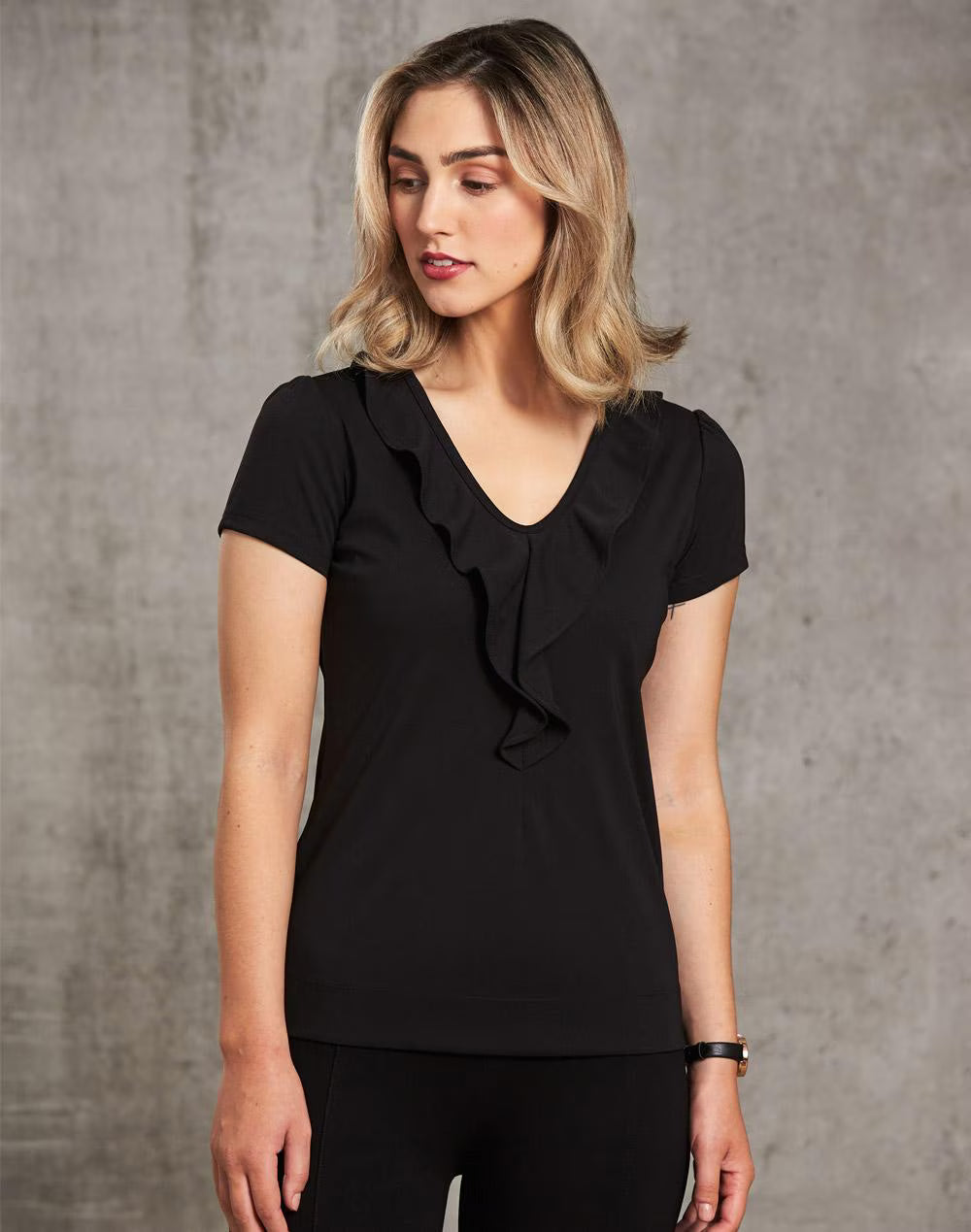 M8820 Women’s Ruffle Front Blouse