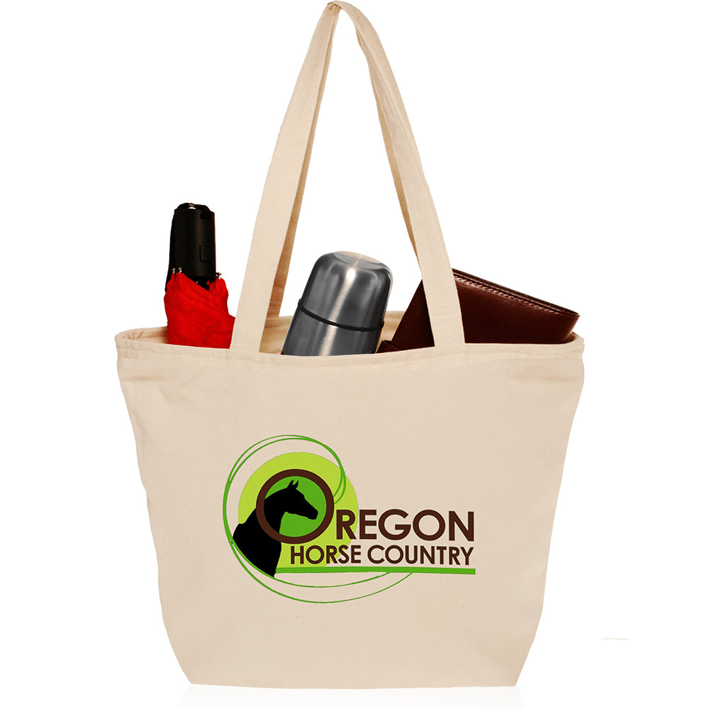 OCBBP1010 Cotton Canvas Tote Bag with Zipper Closure