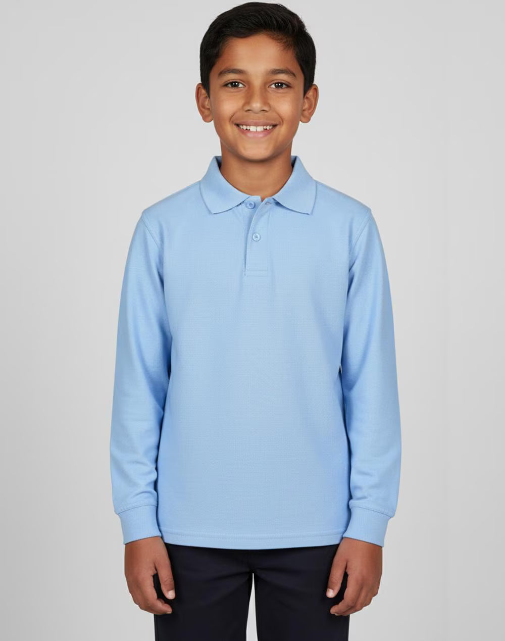 PS12K Kids Traditional Poly/Cotton Pique Knit Long Sleeve Polo