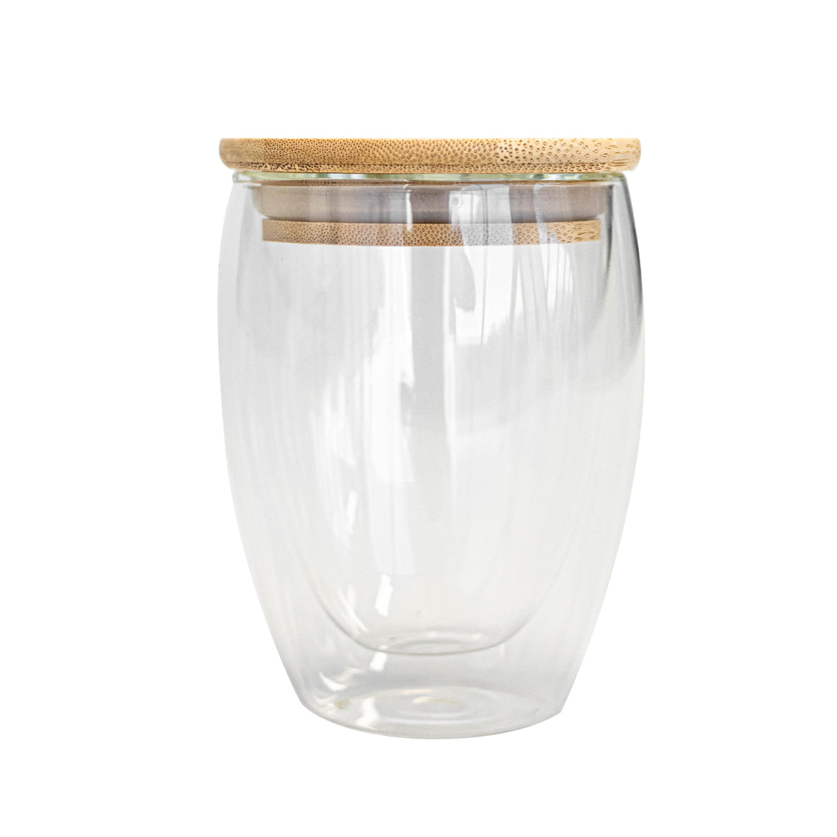 PS2232 350ml Double Wall Glass Cup With Bamboo Lid