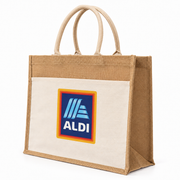 PS4510 Laminated Jute Beach Bag with Cotton Handles and Front Pocket