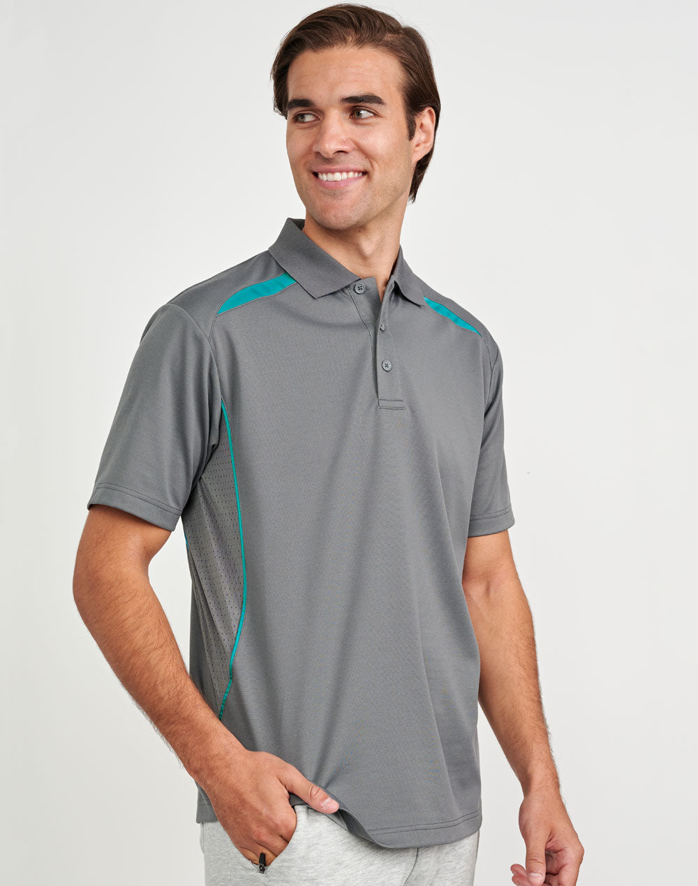PS93 Mens Sustainable Poly/Cotton Contrast SS Polo