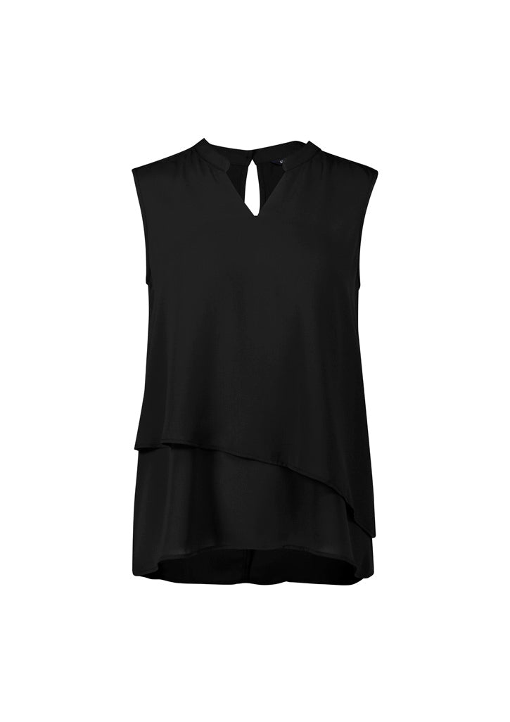 Seville Womens Sleeveless Layered Blouse