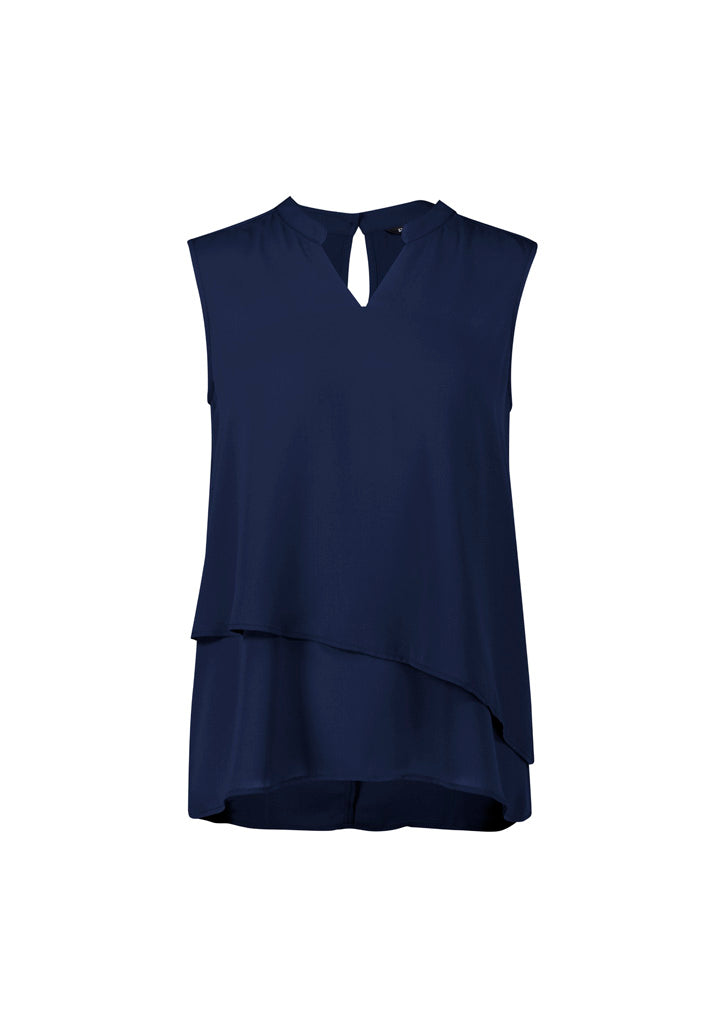 Seville Womens Sleeveless Layered Blouse