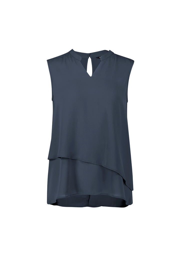 Seville Womens Sleeveless Layered Blouse