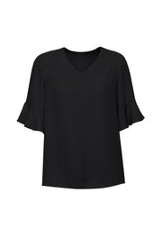 Aria Womens Fluted Sleeve Blouse