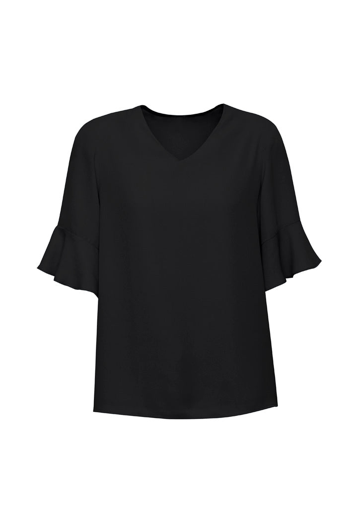 Aria Womens Fluted Sleeve Blouse