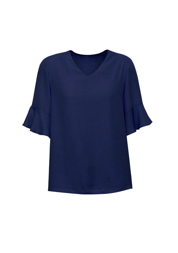 Aria Womens Fluted Sleeve Blouse