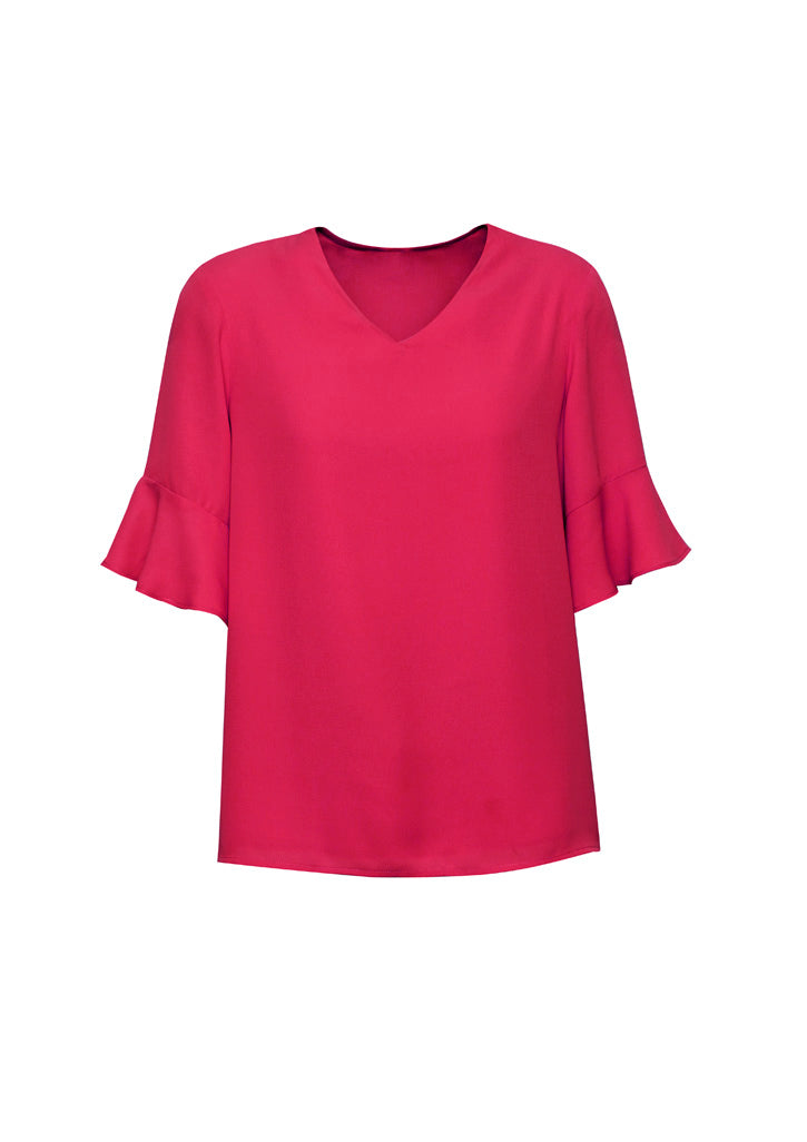 Aria Womens Fluted Sleeve Blouse