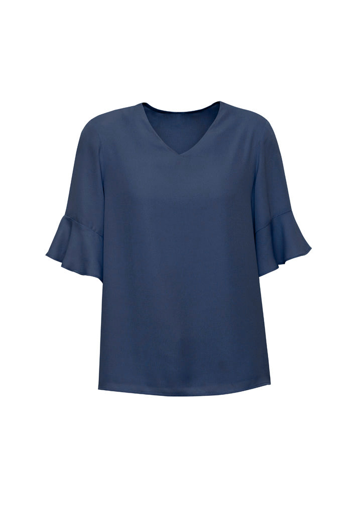 Aria Womens Fluted Sleeve Blouse