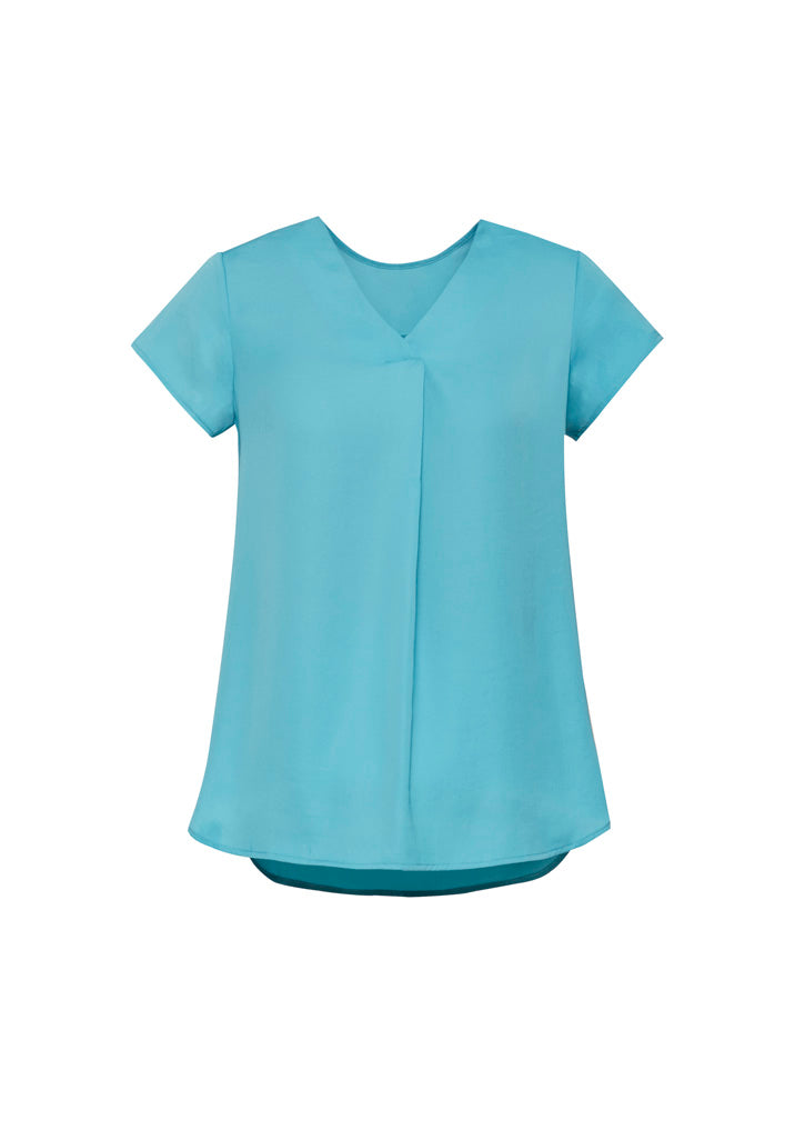 Kayla Womens V-Neck Pleat Blouse