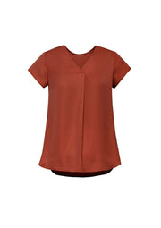 Kayla Womens V-Neck Pleat Blouse