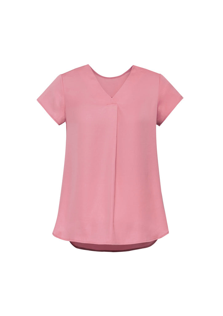 Kayla Womens V-Neck Pleat Blouse