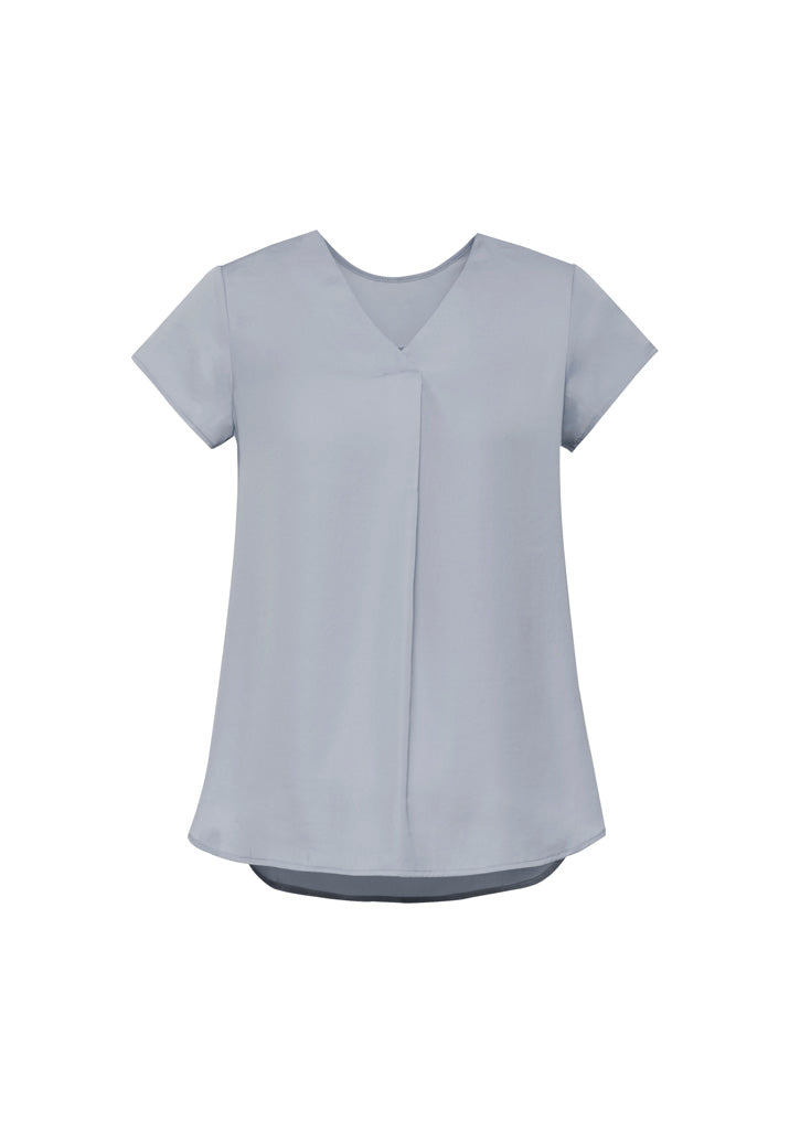 Kayla Womens V-Neck Pleat Blouse