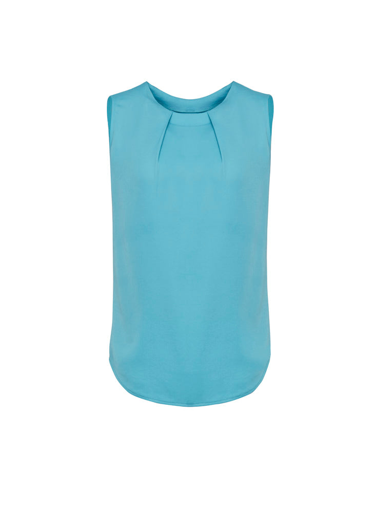 Estelle Womens Sleeveless Pleat Detail Blouse