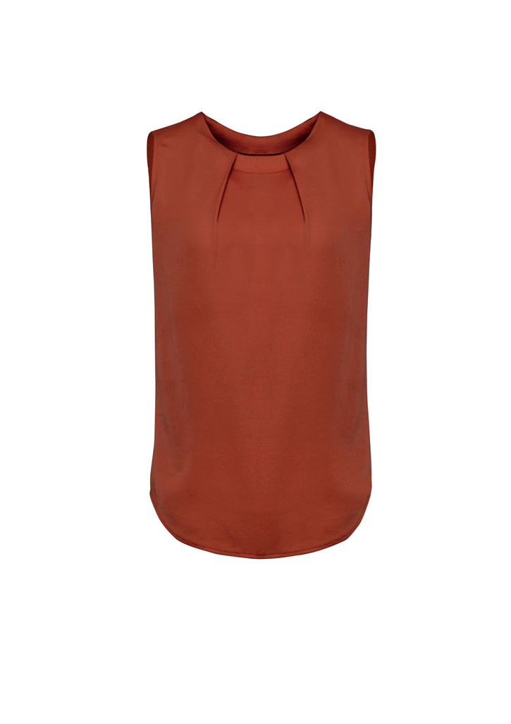 Estelle Womens Sleeveless Pleat Detail Blouse