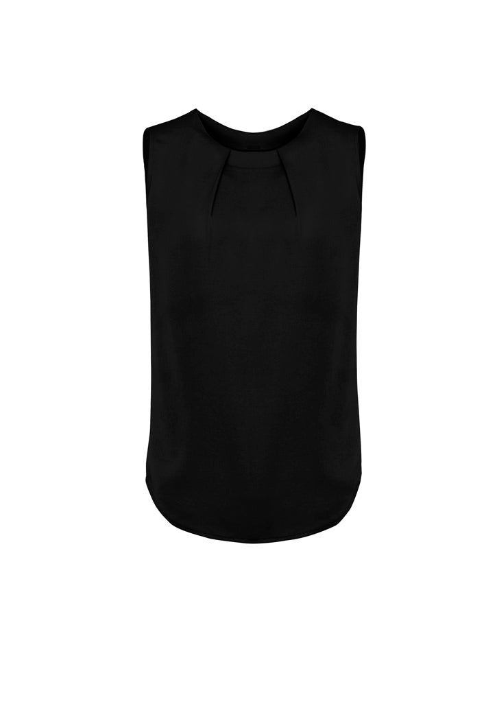 Estelle Womens Sleeveless Pleat Detail Blouse