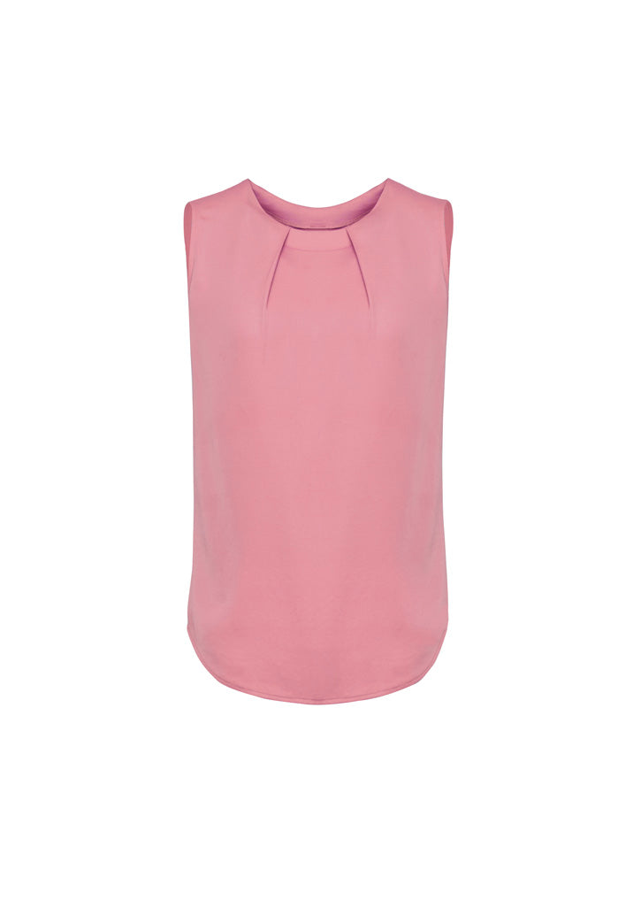 Estelle Womens Sleeveless Pleat Detail Blouse
