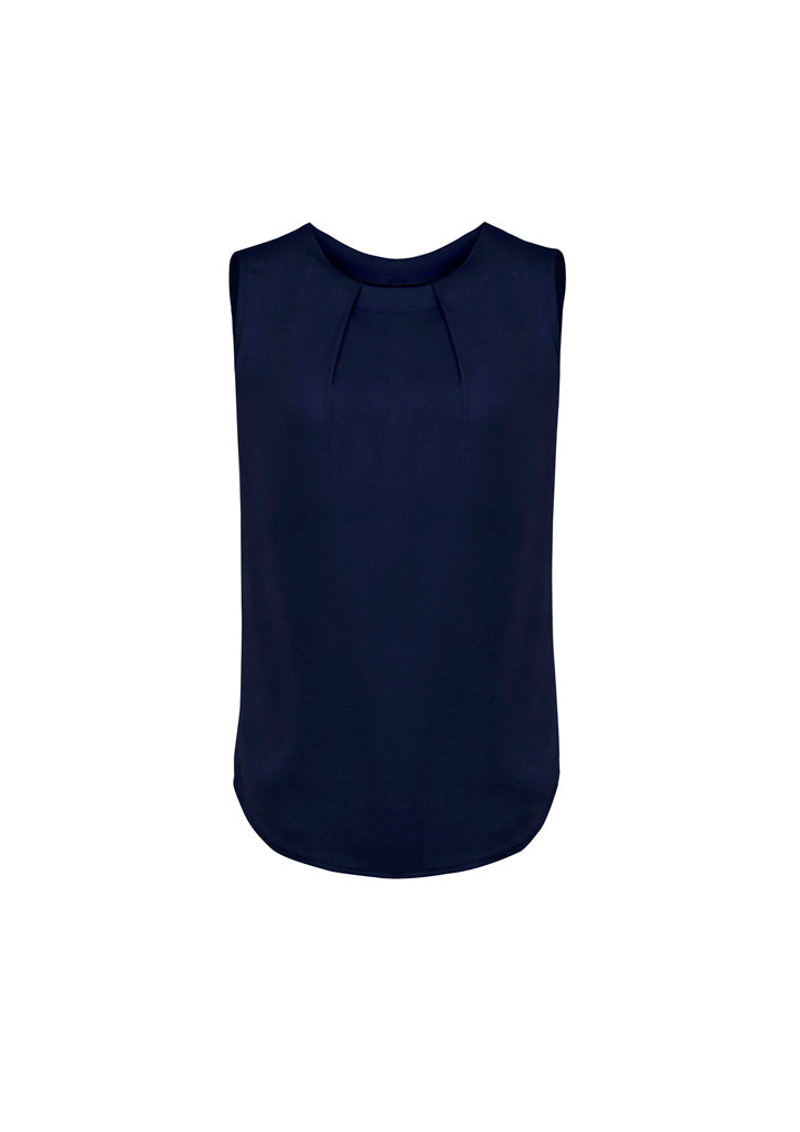 Estelle Womens Sleeveless Pleat Detail Blouse