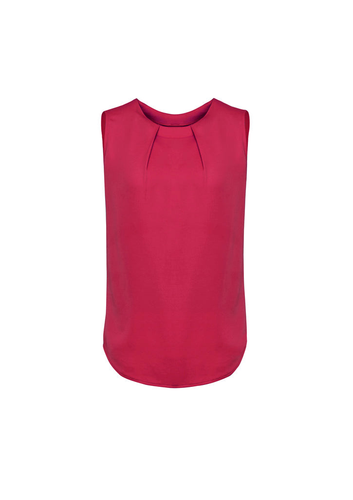 Estelle Womens Sleeveless Pleat Detail Blouse