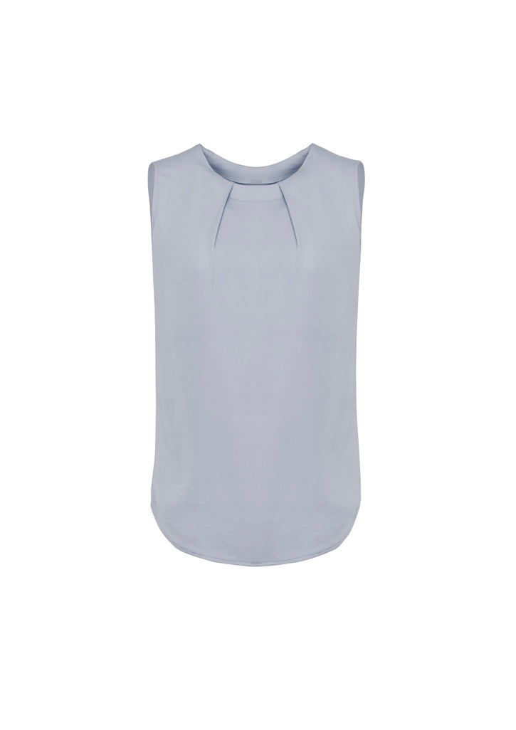 Estelle Womens Sleeveless Pleat Detail Blouse