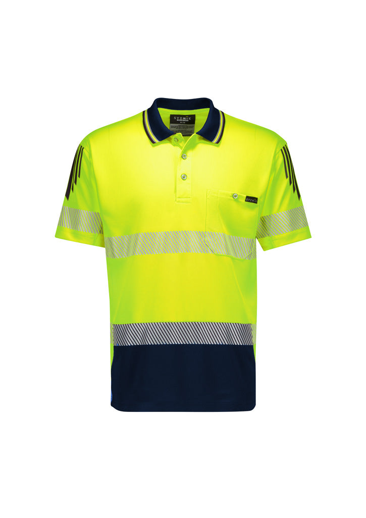 Mens Hi Vis Flux Segmented Tape Short Sleeve Polo