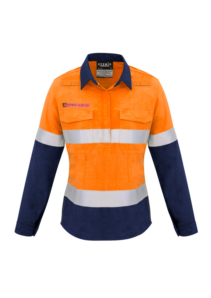 Womens FR Closed Front Hood Taped Spliced Shirt