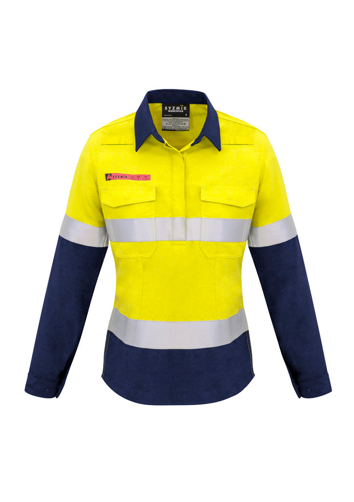 Womens FR Closed Front Hood Taped Spliced Shirt