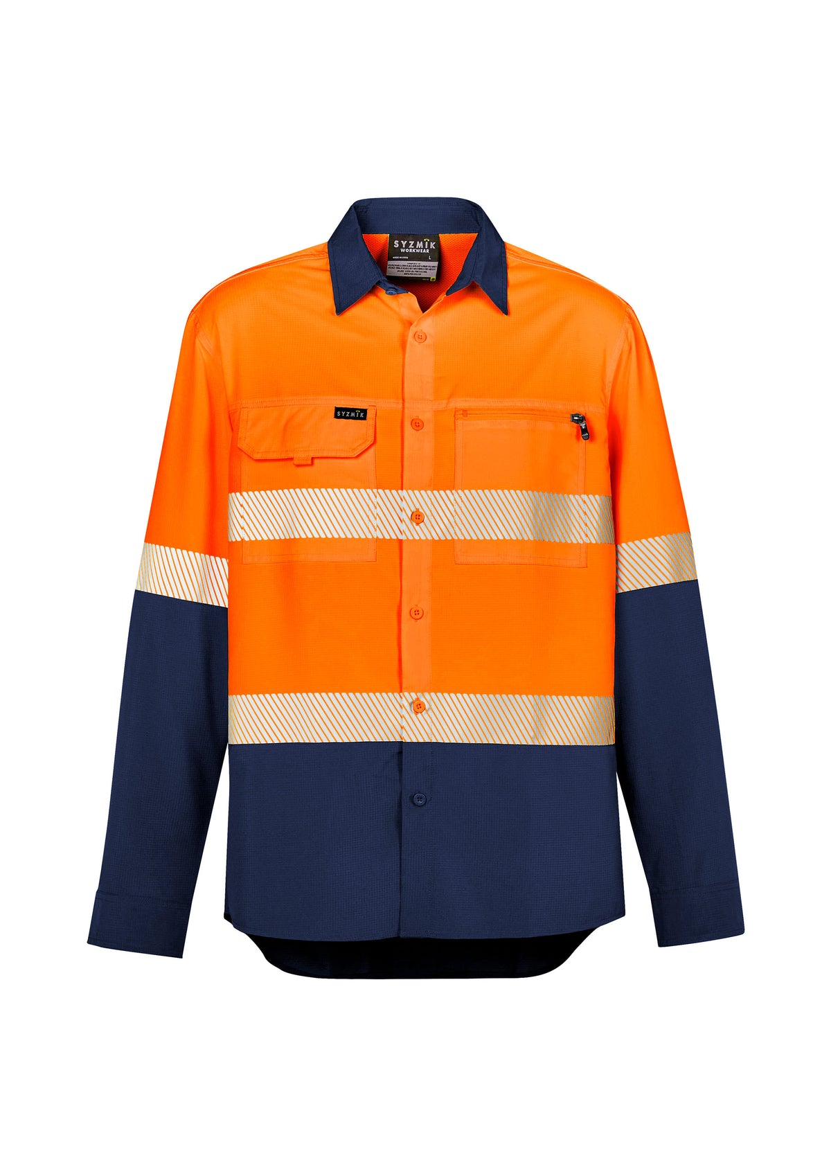 Mens Hi Vis Outdoor Segmented Tape Long Sleeve Shirt