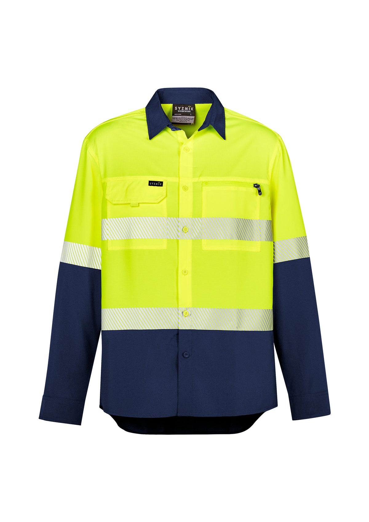 Mens Hi Vis Outdoor Segmented Tape Long Sleeve Shirt