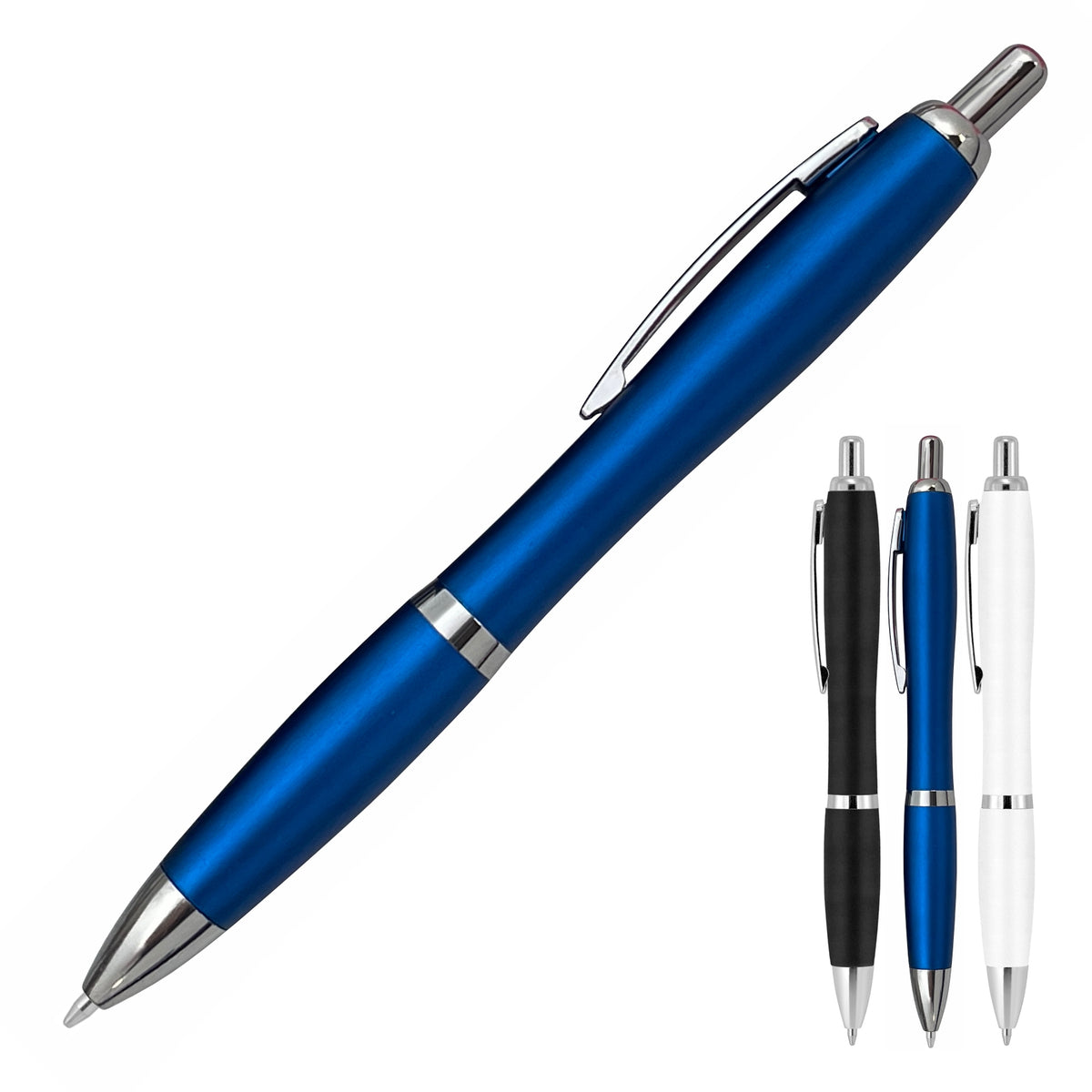 Plastic Pen Ballpoint Matt Chrome Trim Cara